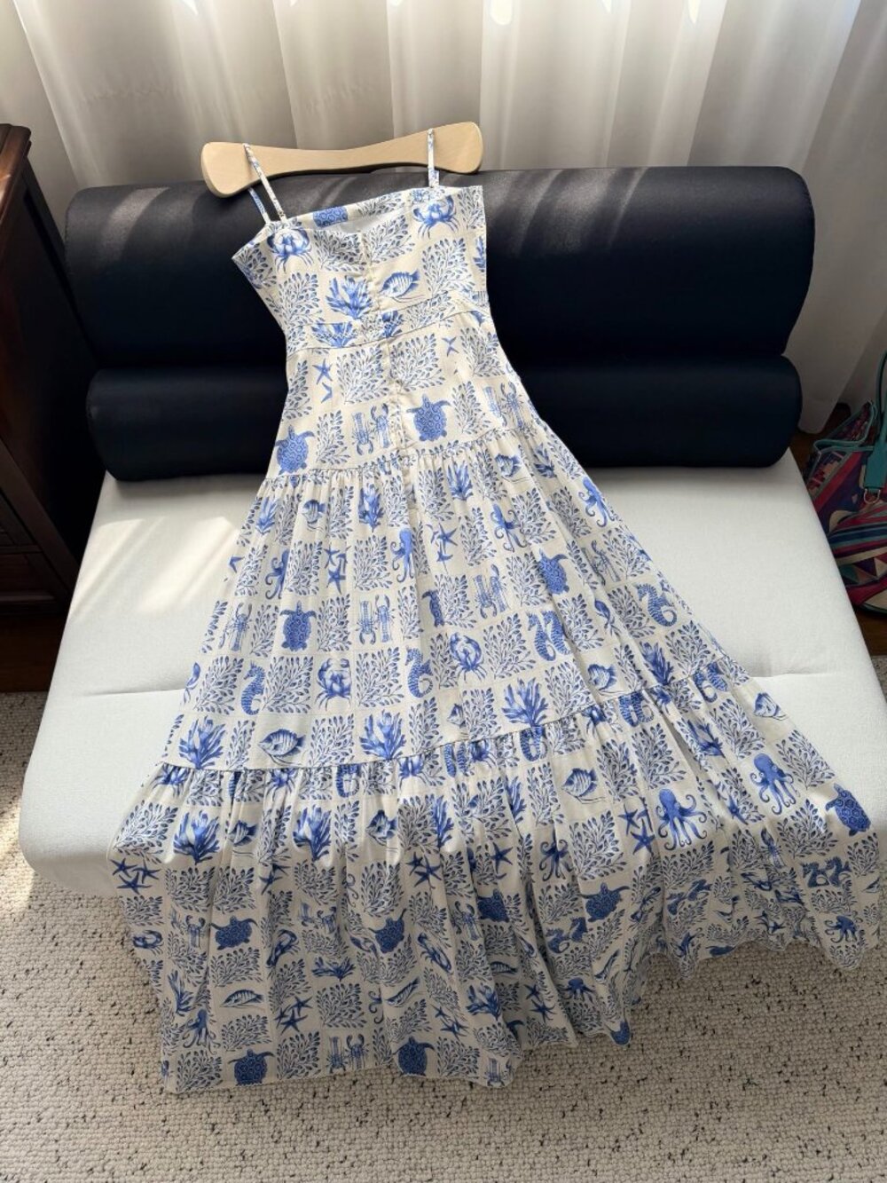 Agua by Agua Bendita Blue Marine Life Print Spaghetti Strap Maxi Dress - Picture 9 of 10